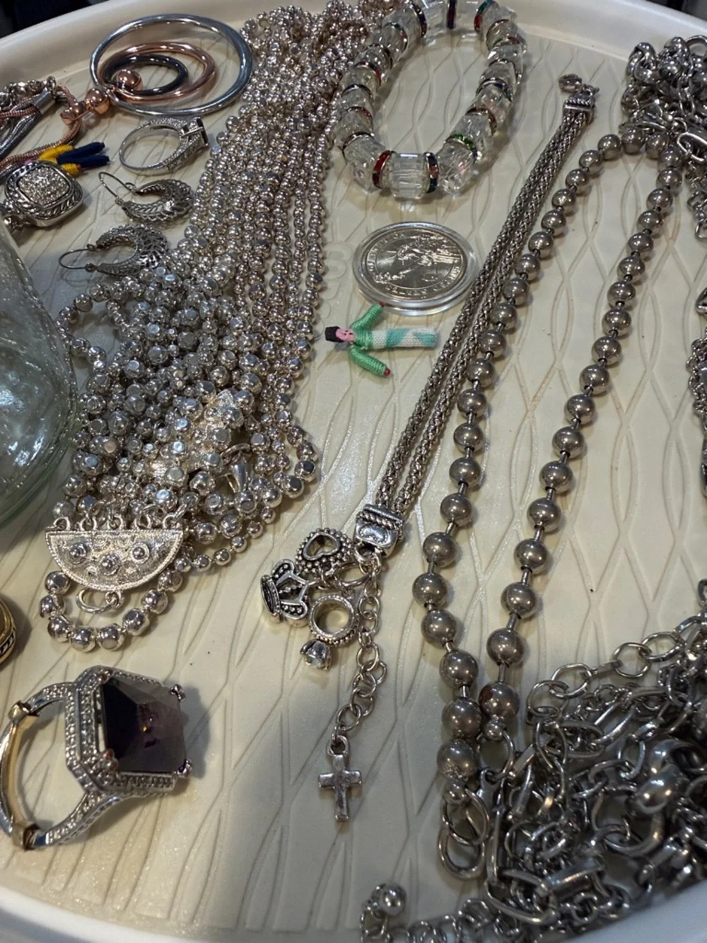 JAR of Jewels. Mixed Silver-Tone and Multicolor Necklace & Jewelry Lot - Picture 8 of 12